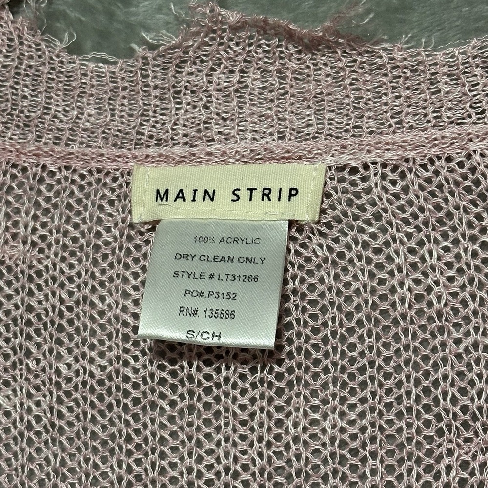 Main Strip Distressed V Neck Sweater Womens S Pink Colorblock Oversized Boho - Picture 2 of 5